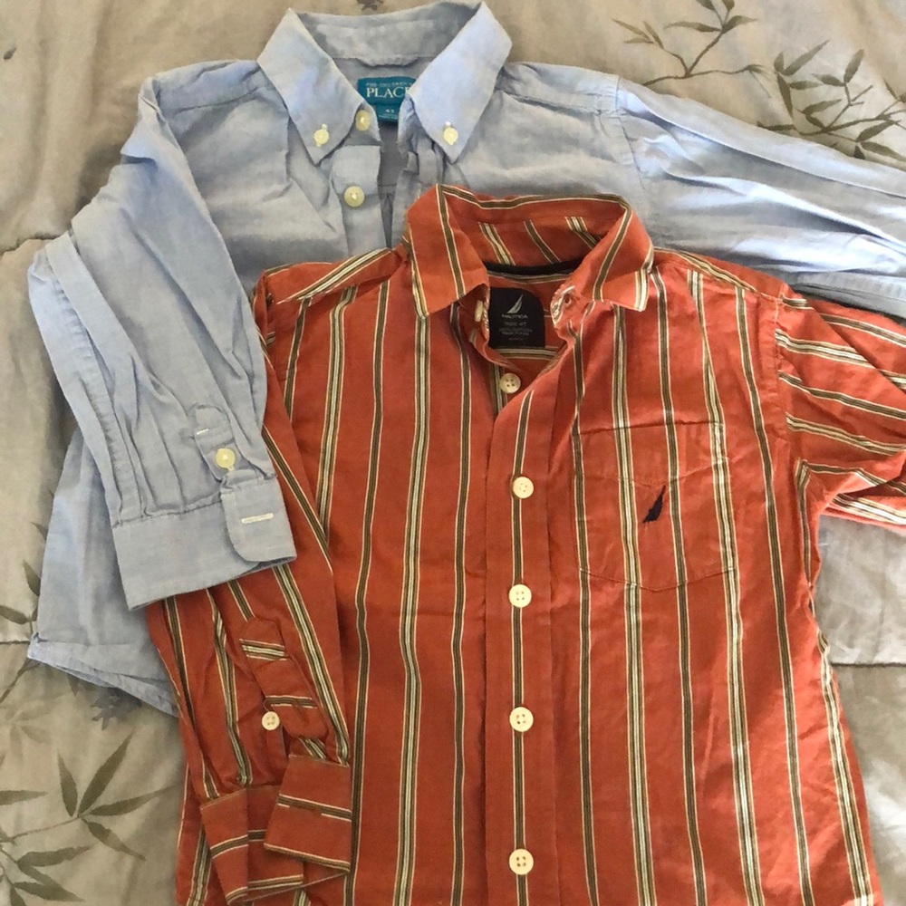 2 long sleeved button down shirts, size 4T